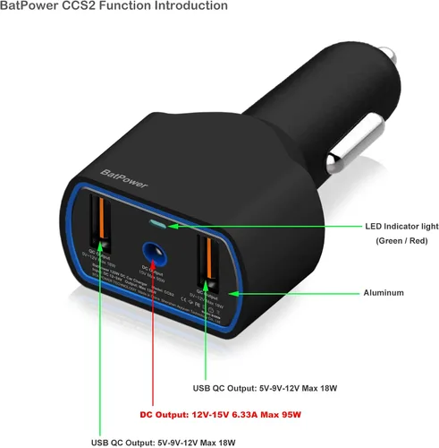 Miniatura 2 de BatPower CCS2 - Cargador de coche para computadora portátil de alta potencia, 120 W, compatible con Microsoft Surface Book Laptop 4 3 2 1 Surface