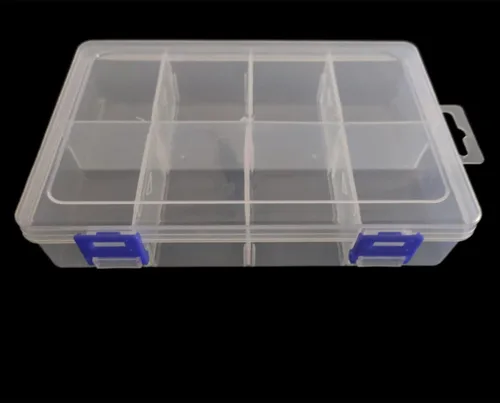 Caja de almacenamiento de plástico transparente con divisores ajustables, organizador portátil de cuentas transparentes para aretes, organizador de