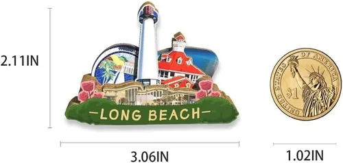 Miniatura 3 de Imán de playa larga de Estados Unidos imán de nevera 3D hitos de madera viaje coleccionables recuerdos decoración hecha a mano 2