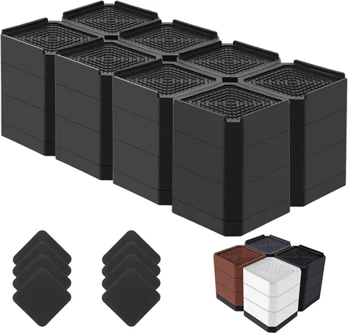 Miniatura 28 de Elevadores de cama resistentes, bloques elevadores de muebles ajustables de 1.5, 3, 4.3 pulgadas para patas de sofá, mesa, escritorio, refrigerador