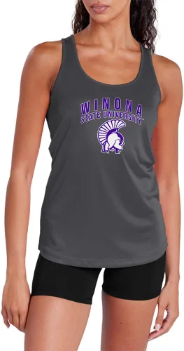 Miniatura 98 de Camiseta deportiva sin mangas oficial de la NCAA Collegiate para mujer, con espalda cruzada, logotipo primario, colección carbón
