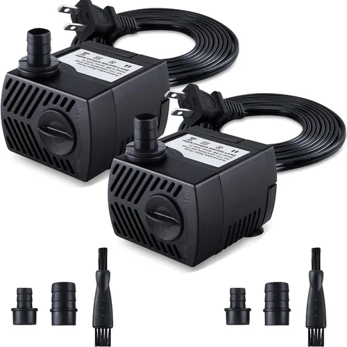 CWKJ Bomba de fuente, 2 paquetes de bomba de agua sumergible de 80 GPH(4 W, 300 L/H), bomba de agua duradera para fuente al aire libre con cable de