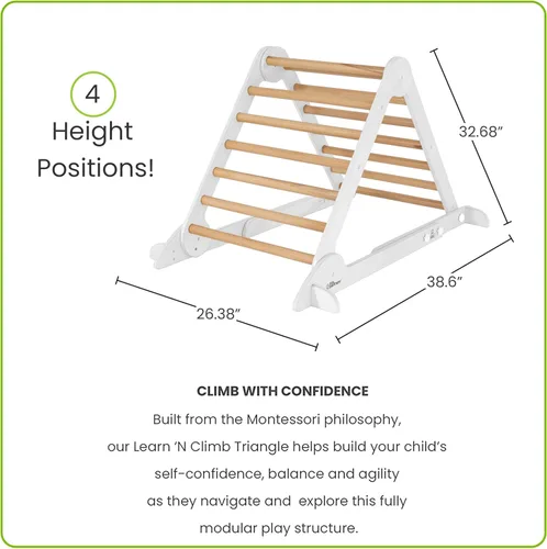 Miniatura 8 de Little Partners Learn 'N Climb Triángulo de escalada de madera plegable, gimnasio de escalada de madera para niños pequeños, escalador triangular