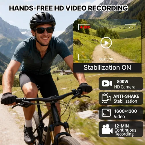 Miniatura 3 de Lentes inteligentes AI con cámara, 8MP estabilizado 1200P HD grabación de video HD, UV400 gafas de sol deportivas al aire libre con audio Bluetooth