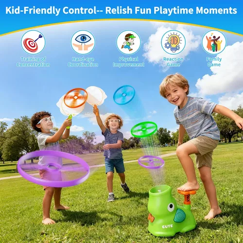Miniatura 2 de CPSYUB Lanzador de disco volador para exteriores, juguetes de brinco para niños de 3, 4, 5, 6, 7, 8, 9, 10 años, juego de atrapar mariposas