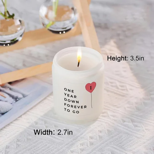 Miniatura 6 de Un año, 1º, 1 año, regalo de vela de primer aniversario para él, su pareja, el mejor regalo romántico de aniversario de papel para novia, novio