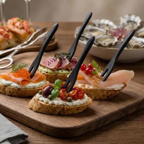 Miniatura 4 de Restaurantware Tenedores desechables de bambú de 3.5 pulgadas, 100 tenedores de bambú negro, tenedores de bambú sostenibles y duraderos para picnic