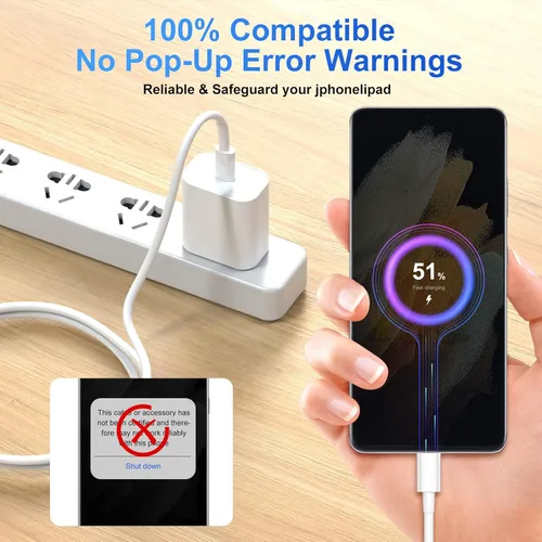 Miniatura 5 de Cable USB C a USB C de 100 W, paquete de 2 unidades de 10 pies, cable USB tipo C a tipo C, cable USB-C compatible con iPhone Blanco