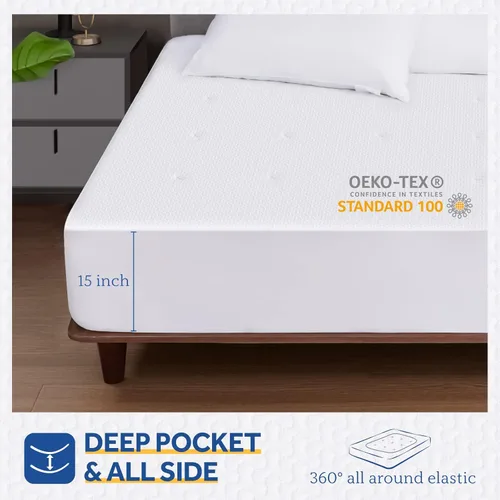 Miniatura 7 de Sealy Protector de colchón con calefacción tamaño completo de 54 x 75 pulgadas, calentador de cama eléctrico con calefacción por zonas con bolsillo