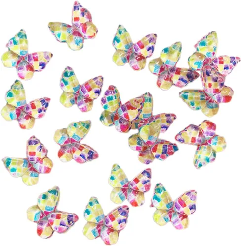 Miniatura 21 de Diamantes de imitación de mariposa con parte trasera plana, 80 unidades de 0.394 pulgadas, dijes de mariposa de resina para uñas, adornos, álbumes