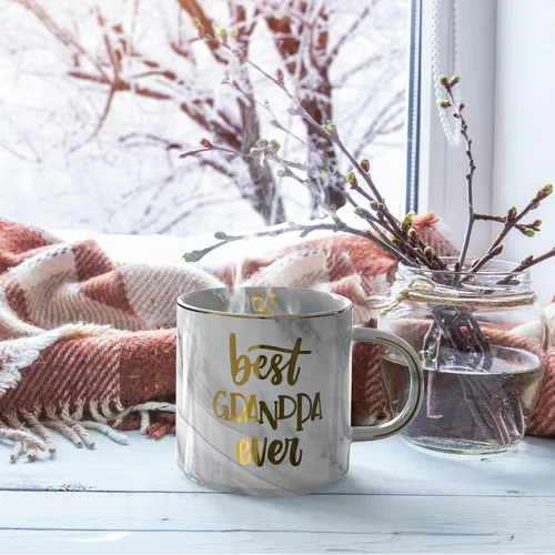 Miniatura 7 de EURSET Regalos para el abuelo de parte de los nietos, taza de café de cerámica gris de 11.5 onzas con llavero - Best Grandpa Ever - Regalos