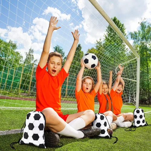 Miniatura 6 de Shappy 24 bolsas deportivas pequeñas con cordón, bolsa de caramelos, bolsas de regalo para fiestas deportivas (fútbol, 6.9 x 9.8 pulgadas)