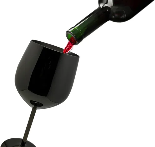 Miniatura 4 de K&K Home Copas de vino irrompibles de acero inoxidable cromado negro, 18 onzas, juego de 2 copas de vino de metal de colores, perfectas