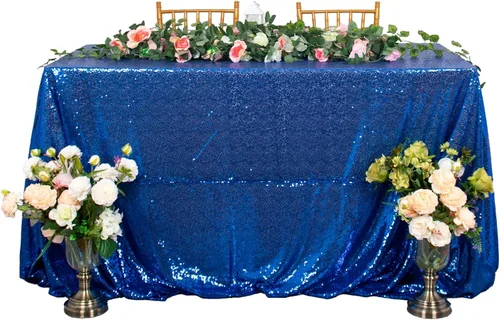 Miniatura 52 de ShiDianYi Mantel de lentejuelas color azul bebé, de 50 x 72 pulgadas, mantel rectangular de lentejuelas para decoración de boda - 200111E