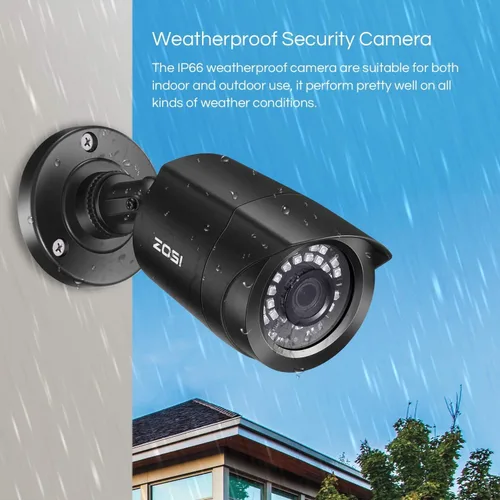 Miniatura 6 de ZOSI Paquete de 4 1080P 2.0MP para interiores y exteriores de 0.142 in, 24 unidades, lente infrarroja infrarroja, CCTV, cámara de seguridad de corte