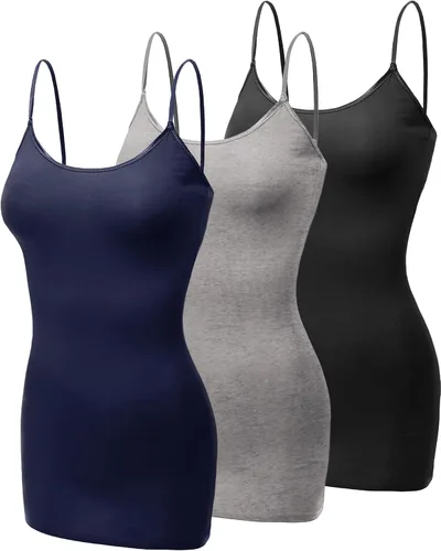 Miniatura 161 de Emmalise Camisola larga casual básica para mujer, con tirantes ajustables, top en capas