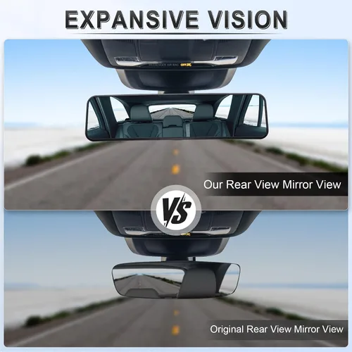 Miniatura 7 de LivTee Espejo retrovisor antirreflejo, universal de 11,3 pulgadas (287 mm), espejo retrovisor panorámico gran angular convexo, clip en el original