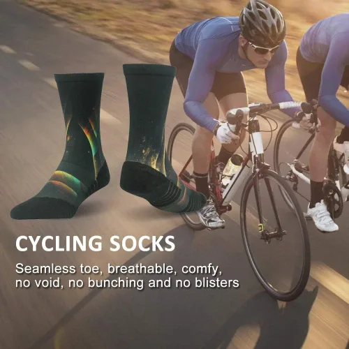 Miniatura 4 de HUSO Calcetines de ciclismo para hombres y mujeres, calcetines novedosos para ciclismo, divertidos, correr, baloncesto, atletismo, calcetines de 3