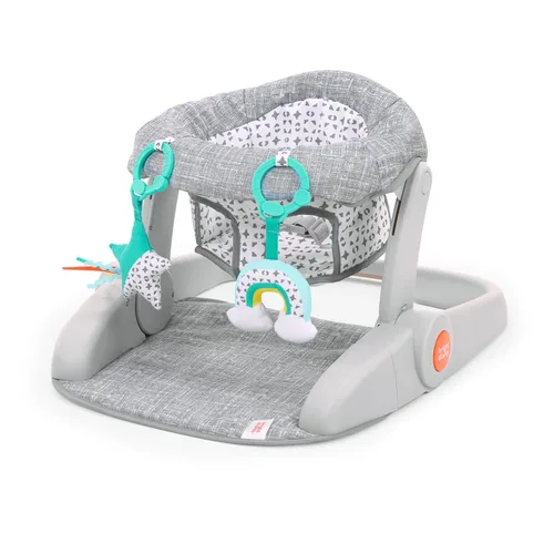 Miniatura 9 de Bright Starts - Asiento de piso de 2 posiciones para aprender a sentarse (gris jaspeado), sienta a tu bebé en esta silla ajustable para actividades