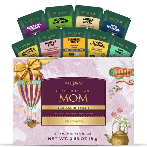 Miniatura 20 de VAHDAM Top 9 Exotic Loose Leaf Tea Sampler (más de 18 tazas) Mezclas florales y afrutadas con delicioso sabor Caliente y helado Perfecto