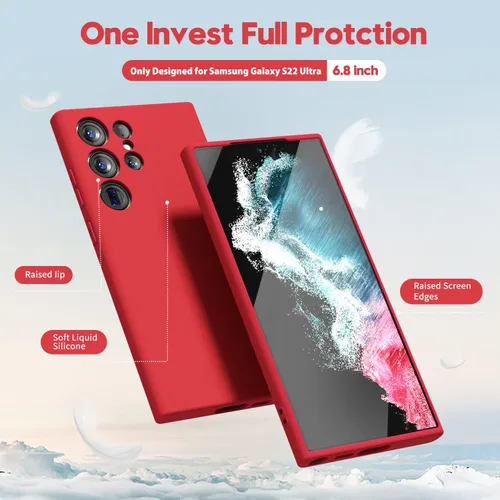 Miniatura 3 de oakxco Funda para teléfono Samsung Galaxy S22 Ultra de silicona líquida, linda delgada fina suave de goma TPU cubierta de gel suave para mujeres