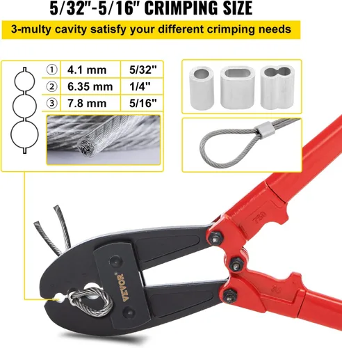 Miniatura 3 de Mophorn - Engarzadora de mano de 30 pulgadas, herramienta de estampación para cuerda de alambre de 5/32", 1/4", 5/16", herramienta de engarzado