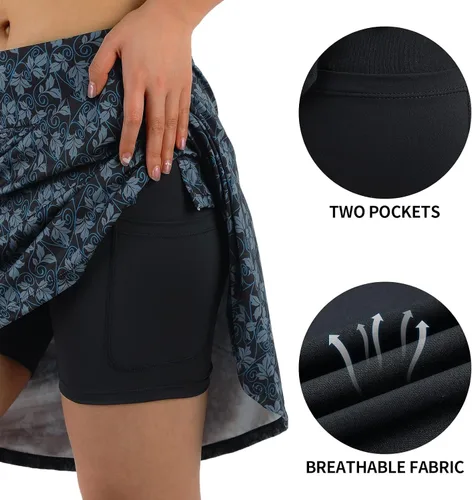 Miniatura 57 de ANIVIVO Faldas pantalón para mujer de 20 pulgadas de longitud a la rodilla, faldas deportivas de pickleball para tenis, golf y pickleball
