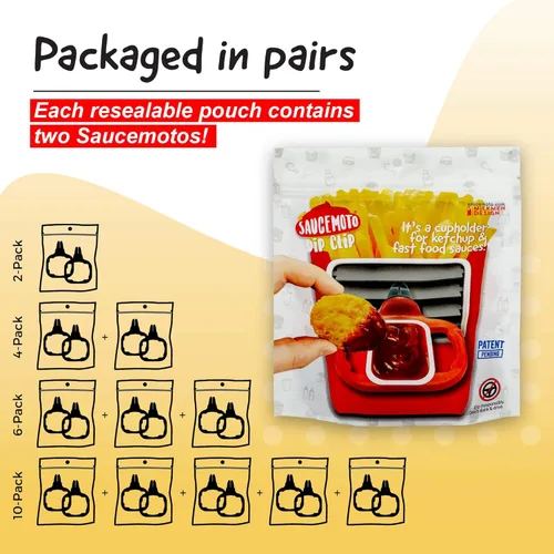 Miniatura 6 de Recipiente para salsa con clip Saucemoto Un soporte para salsas en el auto para salsa de tomate y salsas para sumergir. Como lo viste en Shark Gris