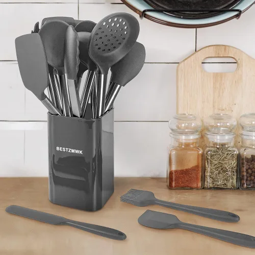 Miniatura 3 de Juego de utensilios de cocina de silicona, 33 utensilios y cucharas antiadherentes, juego de espátulas de silicona y acero inoxidable, las mejores