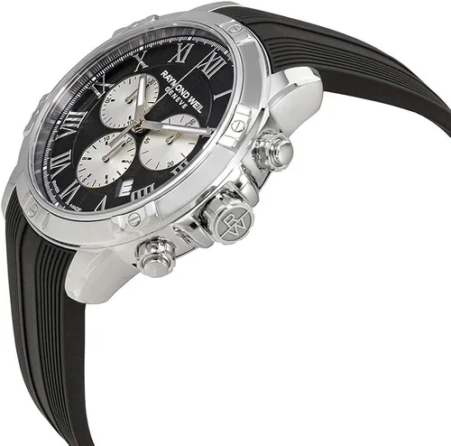 Miniatura 2 de RAYMOND WEIL Tango - Reloj de cuarzo de acero inoxidable con correa de goma, negro, 20 (modelo 8560-SR-00206), NegroPlateado, Reloj de cuarzo