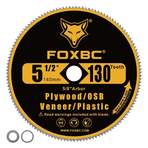 Miniatura 2 de FOXBC Hoja de Sierra Circular de 5-1/2 Pulgadas con 130 Dientes para Cortar Madera Contrachapada, Chapa, OSB, Plástico con Eje de 5/8 Pulgadas