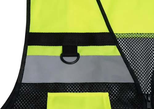 Miniatura 4 de Chaleco de seguridad reflectante de alta visibilidad, clase 2, 10 bolsillos, transpirable y forro de malla, ropa de trabajo (M-2XL, amarillo negro)