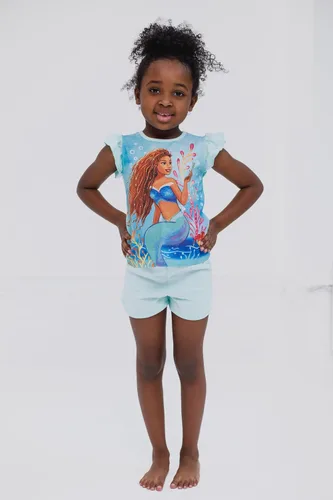 Miniatura 2 de Disney Minnie Mouse Lilo & Stitch Little Mermaid Ariel - Conjunto de camiseta floral y pantalones cortos de rizo francés, para bebés y niños grandes
