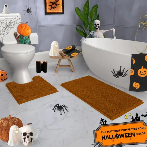 Miniatura 46 de LuxUrux Juego de 2 tapetes de baño de felpa extrasuave, material de microfibra de felpilla de 1 pulgada, color verde súper absorbente