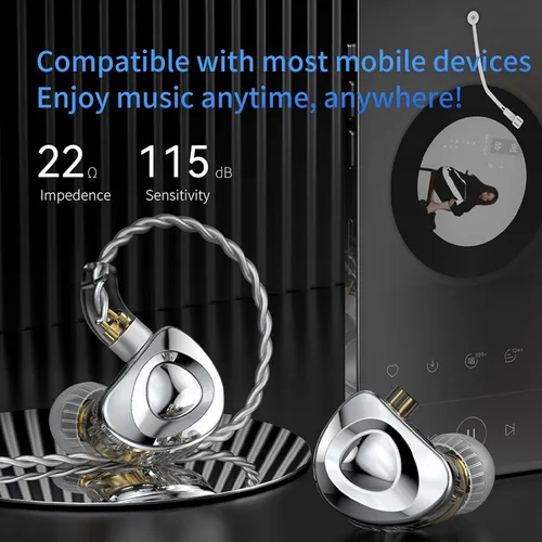 Miniatura 6 de FEDAI TRN MT4 1DD Auriculares de alta fidelidad, TRN MT4 intrauditivos con nuevo auricular magnético compuesto de 0.394 in con cable desmontable C