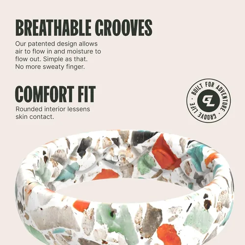 Miniatura 3 de Groove Life Aspire - Anillos de boda de siliconagoma, transpirables, con diseño único y de ajuste cómodo para mujer