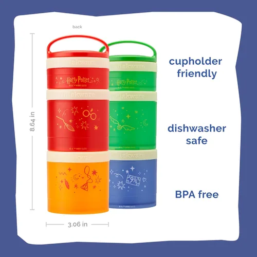 Miniatura 2 de Whiskware Harry Potter Contenedores Apilables para Aperitivos para Niños y Niños Pequeños, 3 Tazas Apilables para Aperitivos para la Escuela y Juego
