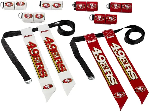 Miniatura 9 de Franklin Sports NFL - Conjuntos de fútbol con bandera del equipo de la NFL, cinturones + banderas, para niños + adultos, se adapta a cintura