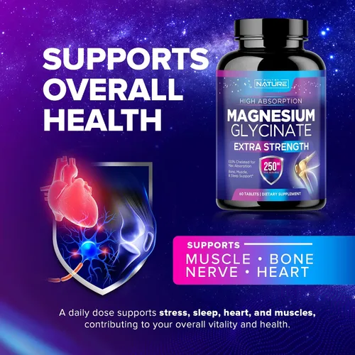Miniatura 7 de Glicinato de magnesio 250 mg - Suplemento de magnesio quelado de alta absorción - Glicinato de magnesio 100% puro - Apoyo para la salud del estrés