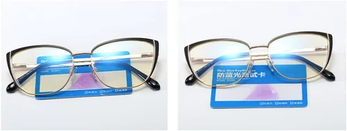 Miniatura 6 de Gafas de bloqueo de luz azul retro para mujer, marco de metal, gafas de ojo de gato