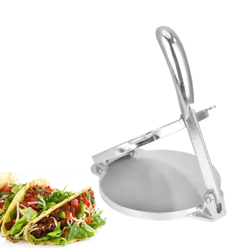 Prensa de tortilla de hierro fundido de 8.7 pulgadas, prensa de masa de pastelería plegable, herramienta de cocina para hacer tacos, burritos, pan