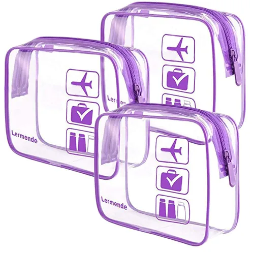 Miniatura 12 de Lermende - Bolsa de aseo, 2 unidades, transparente, aprobada por la TSA, bolsa de viaje de un cuarto, tamaño 3-1-1 Negro