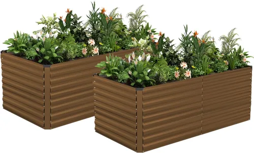 Miniatura 19 de NAVINE Cama de jardín elevada de 8 x 4 x 2 pies, macetas elevadas de metal grande, macetas para plantas al aire libre para verduras, flores