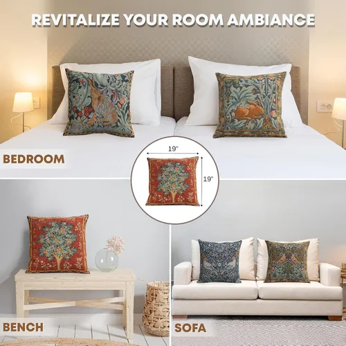 Miniatura 5 de Fundas de almohada decorativas Charlotte Home Furnishings para sofá de 19x19 pulgadas, fundas de almohada rojas con árbol decorativo para cama