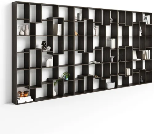 Miniatura 66 de Mobili Fiver, Iacopo XS Estantería con puertas de panel (63.31 x 31.5 pulgadas), color negro Ashwood, Made in Italy