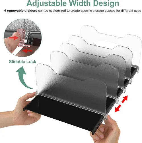 Miniatura 4 de SURETIVIAN Organizador para Congelador 30 cm Organizador Visible para Refrigerador con Divisores Removibles y Asas, Ajustable, Se Ajusta a Comidas