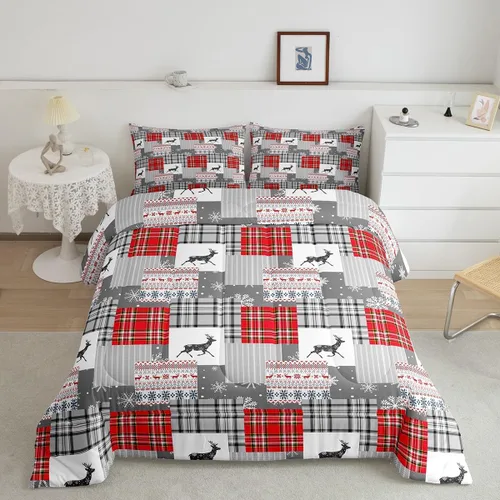 Miniatura 12 de Erosebridal Juego de edredón de Feliz Navidad, tamaño individual, divertido edredón de Papá Noel para niños y niñas, edredón de plumón de pingüino