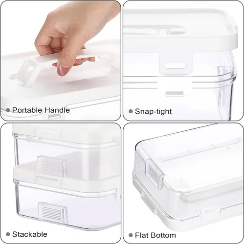 Miniatura 4 de BTSKY Contenedor de plástico transparente con tapa y asa, organizador de manualidades multiusos y caja de almacenamiento, caja de almacenamiento 1