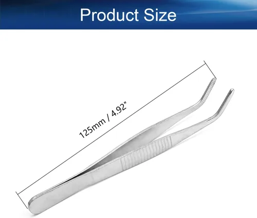 Miniatura 2 de Auniwaig Pinzas de acero inoxidable de 4.92 pulgadas de longitud con punta dentada curvada para reparación de manualidades, herramientas