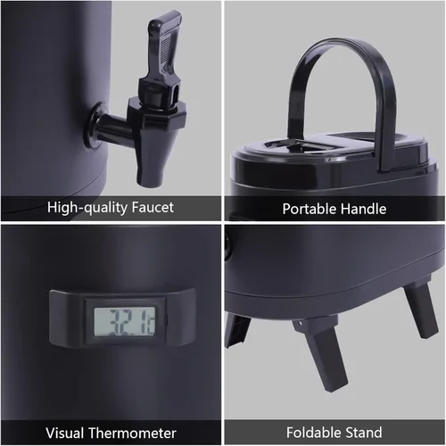 Miniatura 4 de Dispensador de bebidas aislado, dispensador de bebidas frías y calientes de acero inoxidable de 8 litros/2.11 galones, dispensador de bebidas